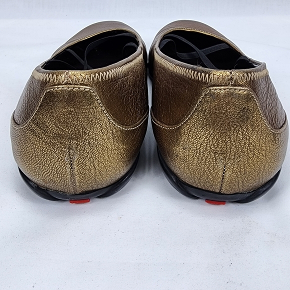 Prada Bronze Leather Elastic Band Flat Shoes Prada Size 37.5 US 7.5 - Picture 4 of 11